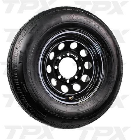 BLACK MOD 8 LUG WITH 235/75 R17.5 18 PLY RAINIER TIRE