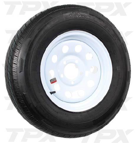 WHITE SPOKE 5 on 4.5 WITH 205/75R14C RAINIER TIRE