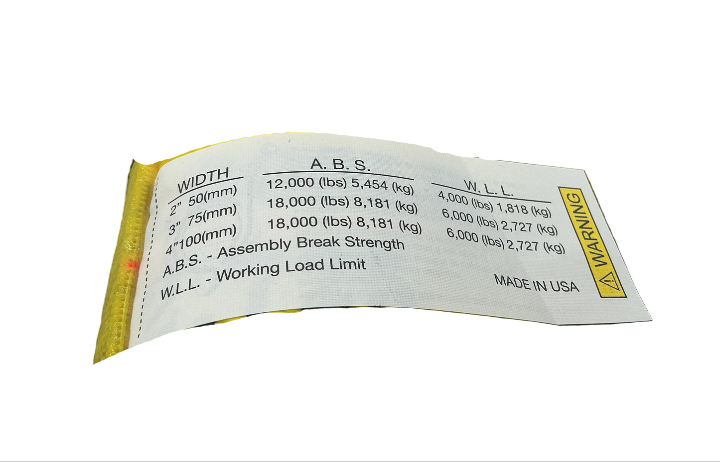 4" X 30' STRAP WITH FLAT HOOK (YELLOW)