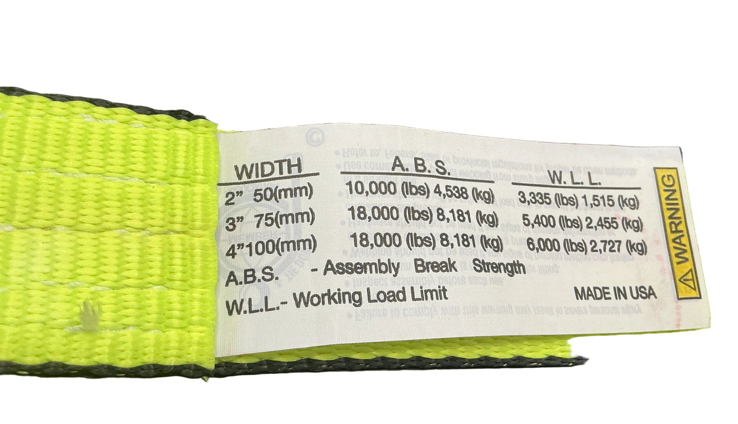2"x12' Strap w/Round ed D-Ring (High Viz)