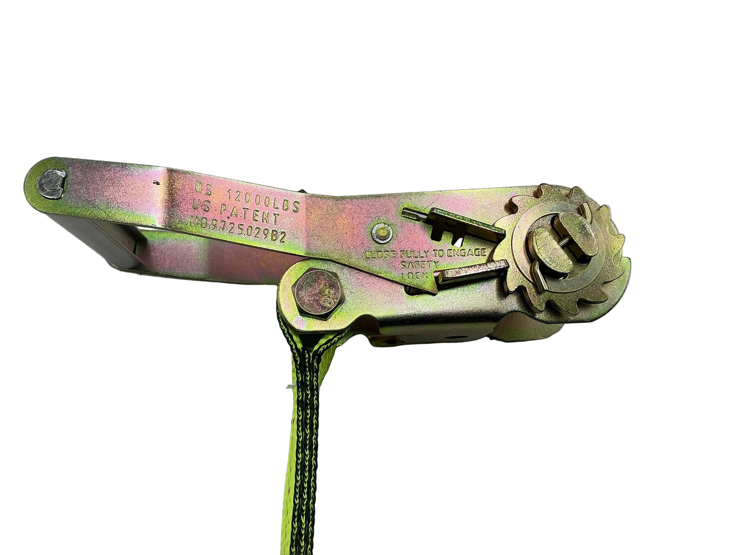 2"x 8" FIXED END RATCHET w/FLAT HOOK (HIGH VIZ WEB)
