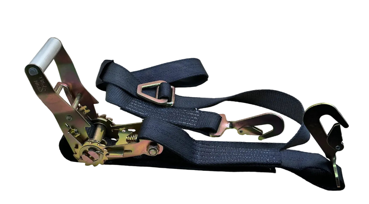 2"X30' SPIN FREE Combination Auto Ratchet Twisted Flat Snap Hook (black)