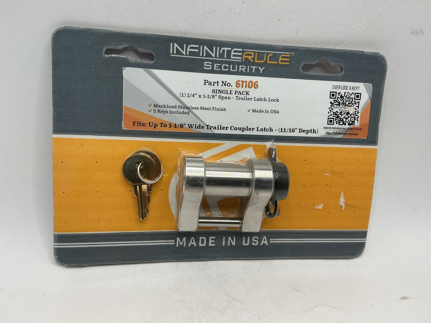 TRAILER LATCH LOCK FOR 1-1/8IN TRAILER COUPLER LATCH STAINLESS STEEL