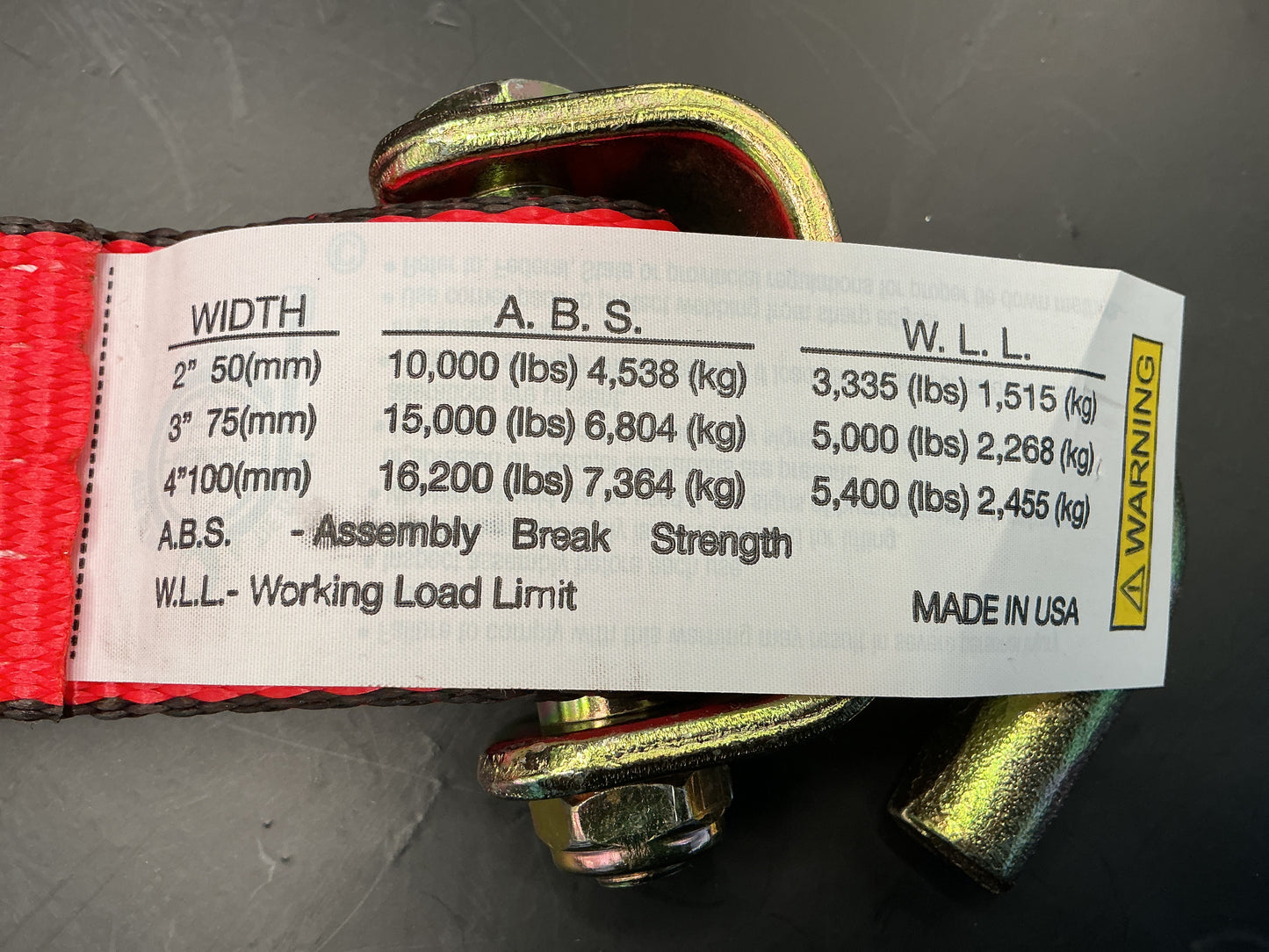 2" x 1' spin free  ratchet w/SSJH Fixed end (RED WEB)