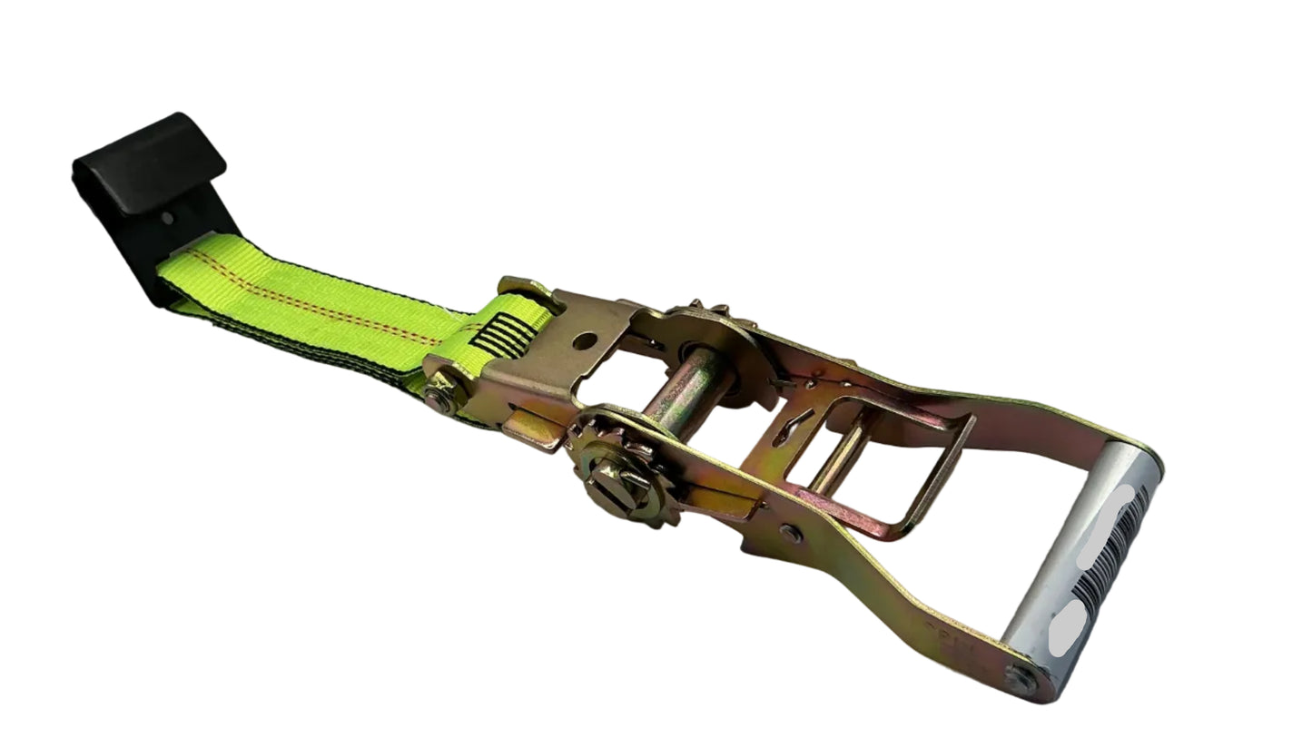 2"x 12" Short Wide Handle Ratchet strap (High Viz) w/Wire Hook