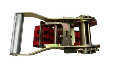 2"x 12" Short Wide Handle Ratchet strap (RED) w/Wire Hook