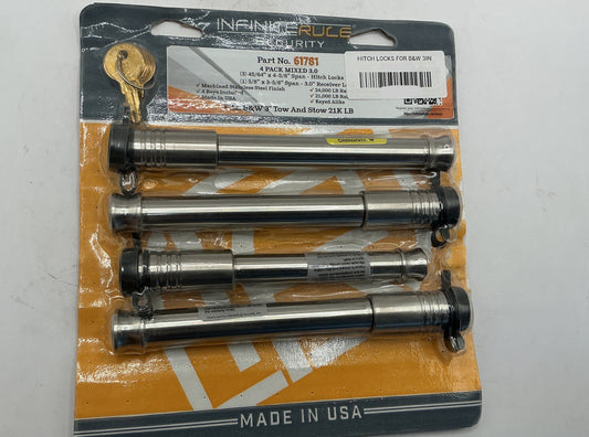 HITCH LOCKS FOR B&W 3IN TOW & STOW 21K LB TOWING HITCH-INCLUDES LOCK FOR 3.0IN  4 PK MIXED.