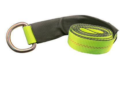 2"x 8' STRAP WITH ROUNDED D-RING W/CORDURA SLEEVE-High Viz