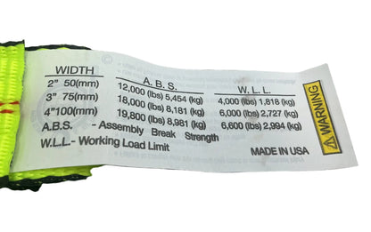 2"x 8" FIXED END RATCHET w/FLAT HOOK (HIGH VIZ WEB)