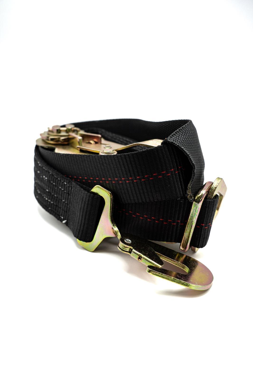 2" x 8' Spin Free  Auto Ratchet Tie Down (BLACK) w/Twisted Flat Hooks Combo
