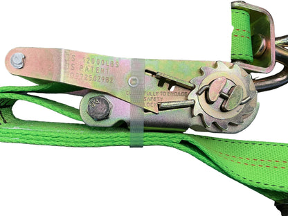 2"x10' SPIN FREE RATCHET STRAP SWIVEL WITH DOUBLE J WIRE, HOOKS AND RUBBER BLOCKIS