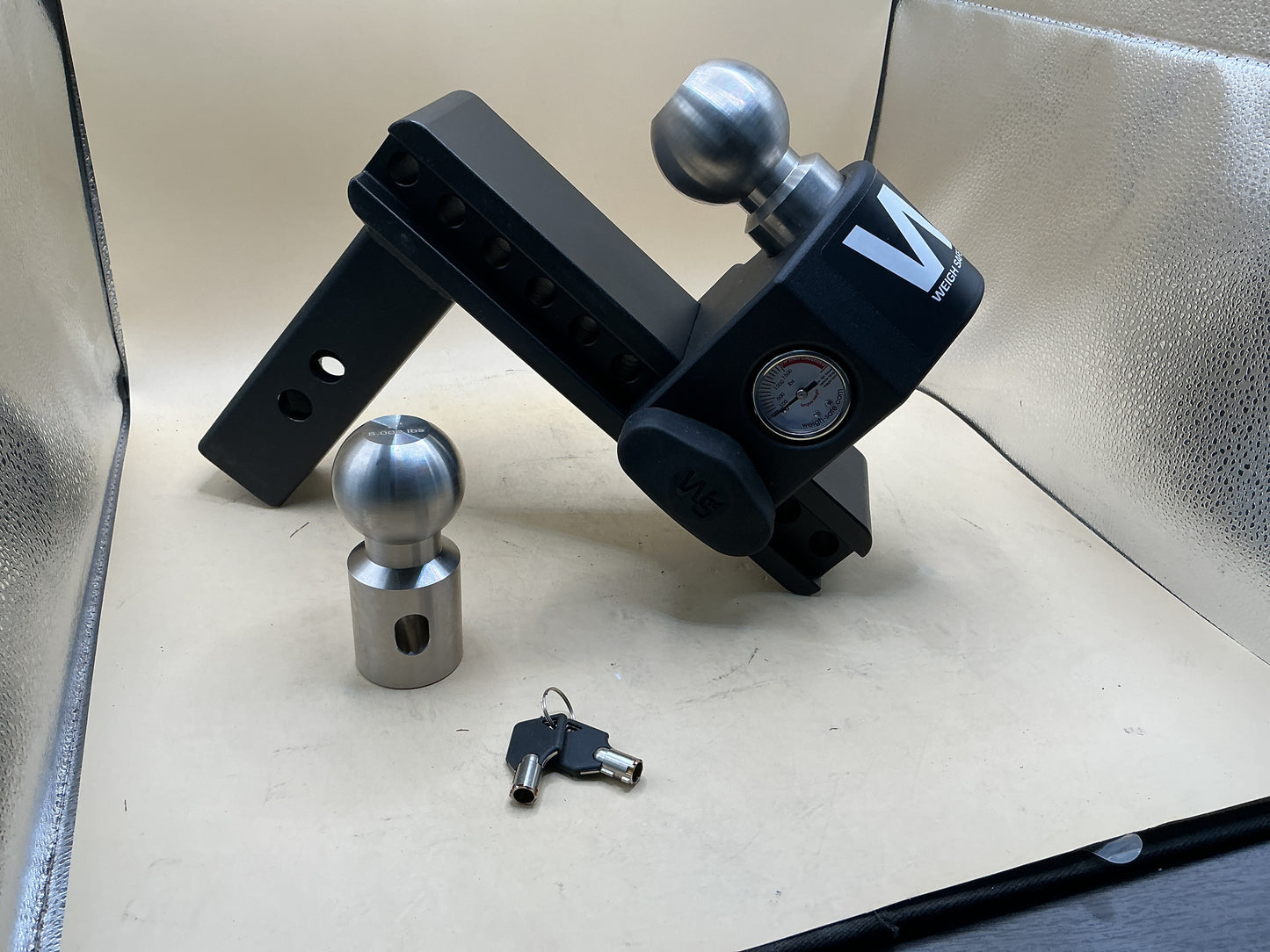 (WSF) TONGUE WEIGHING ADJ BALL MOUNT  8IN DROP- 2IN SHANK BLACK 15K