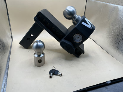 (WSF) TONGUE WEIGHING ADJ BALL MOUNT  8IN DROP- 2IN SHANK BLACK 15K