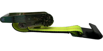 2"x 12" Short Wide Handle Ratchet strap (High Viz) w/Wire Hook