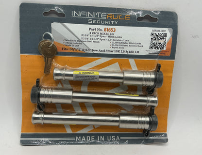 2.5,KA, HITCH LOCKS FOR B&W 2IN & 2.5IN TOW & STOW 10K LB & 18K LB-W/ LOCK FOR 2.5IN REC 3PK
