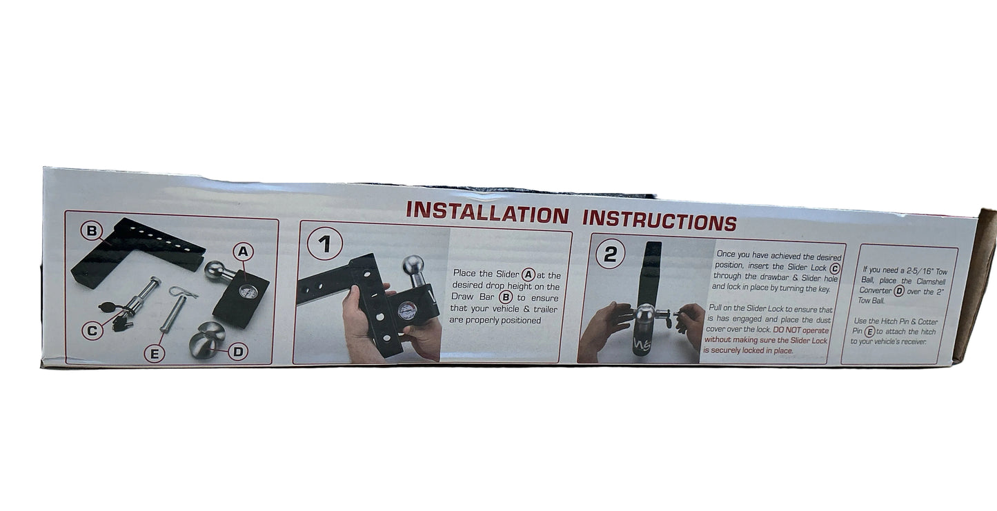 (WSF)AERO HITCH 8IN DROP HITCH WITH 2IN SHANK 12.5K BLACK