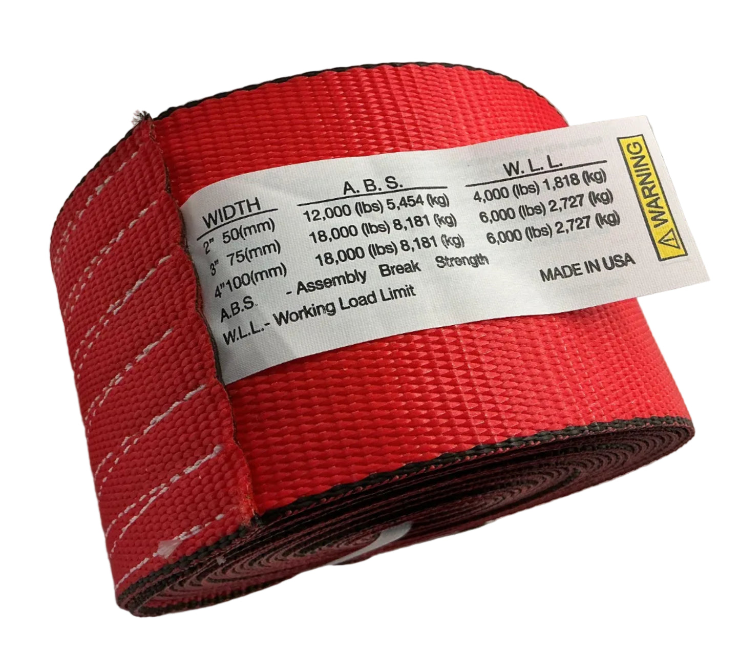 4"x30' WINCH STRAP WITH FLAT HOOK RED