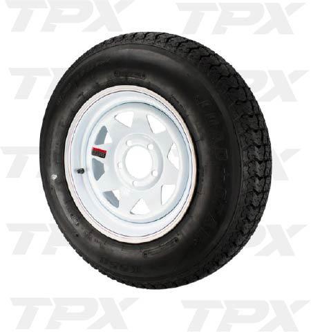 WHITE SPOKE  5 ON 5 15" X 6" W/ 225/75 8PLY W/WANDA TIRE