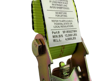 2" X 27' Spin Free Ratchet Strap Assy with Wire Hook (High Viz)
