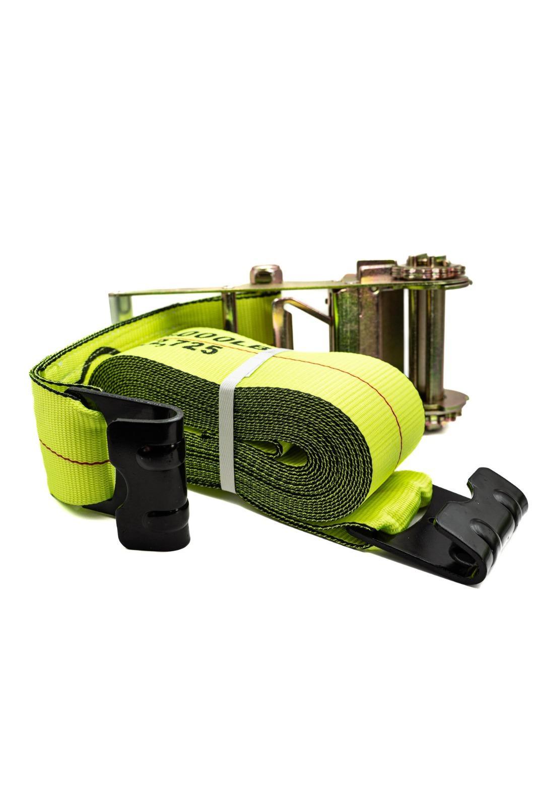 4" x 30' RATCHET STRAP W/FLAT HOOKS High Viz