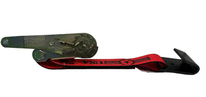 2"x 12" Short Wide Handle Ratchet strap (RED) w/Wire Hook