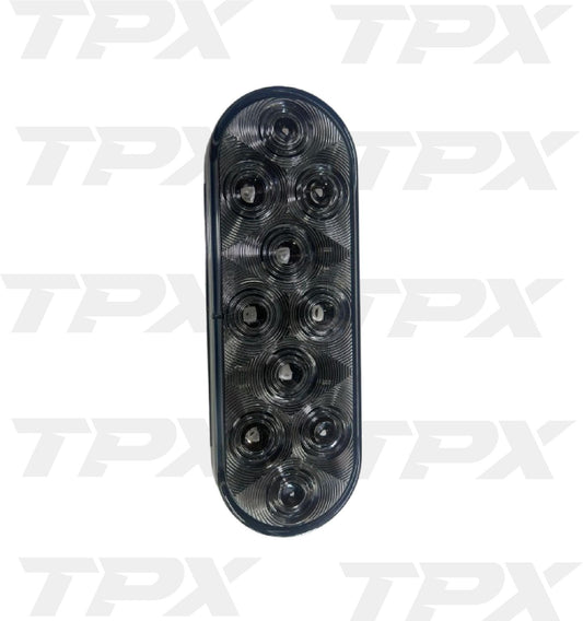 6" Oval LED Light Clear Red Smoke