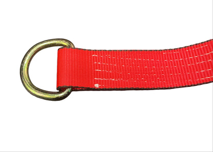 2"x 15' STRAP WITH ROUNDED D-RING W/CORDURA SLEEVE-RED