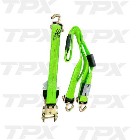 2"x10' SPIN FREE RATCHET STRAP SWIVEL WITH DOUBLE J WIRE, HOOKS AND RUBBER BLOCKIS