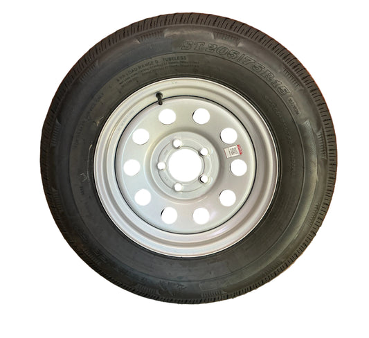 SILVER/GRAY  MOD  205/75 R15 8 ply15x5"  5on4.5 with Rainier Tire