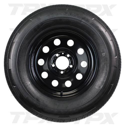 BLACK MOD 5 ON 4.5 W/ 205/75 R15 6 PLY RAINIER TIRE