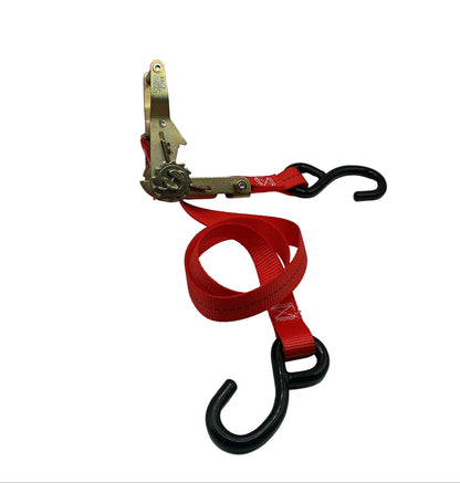1"X4' RATCHET STRAP W/S-HOOKS RED WEB