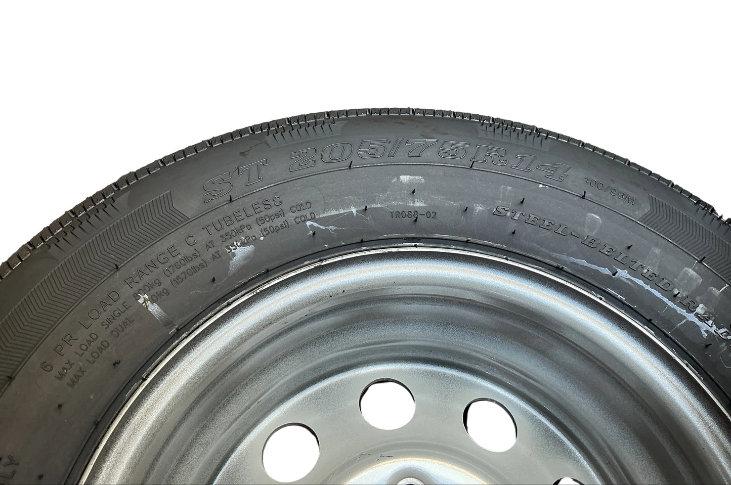 SILVER MOD. 205/75 R14 6PLY 5 on 4.5 W/RAINIER TIRE