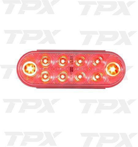 LIGHT LED 6" OVAL CLEAR RED