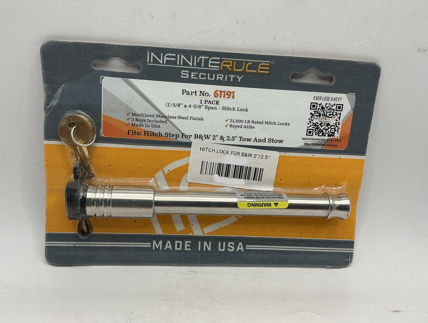 HITCH LOCK FOR B&W 2"/2.5" TOW AND STOW