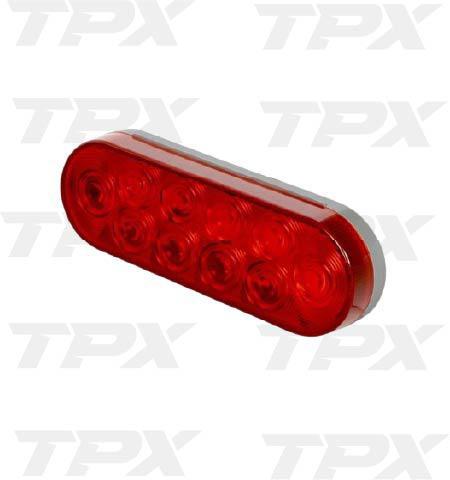 6" oval clear red LED Light