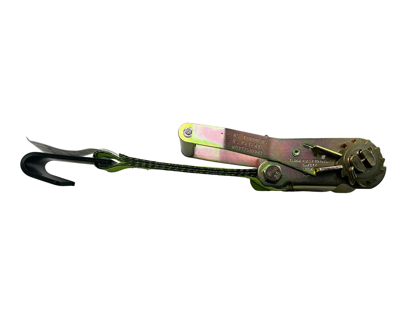 2"x 8" FIXED END RATCHET w/FLAT HOOK (HIGH VIZ WEB)