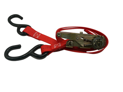 1"X4' RATCHET STRAP W/S-HOOKS RED WEB