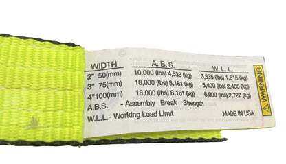 2"x12' Strap w/Round ed D-Ring (High Viz)