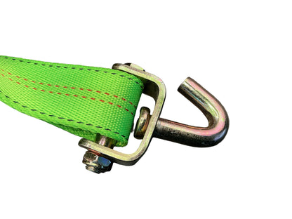 2"x10' SPIN FREE RATCHET STRAP SWIVEL WITH DOUBLE J WIRE, HOOKS AND RUBBER BLOCKIS