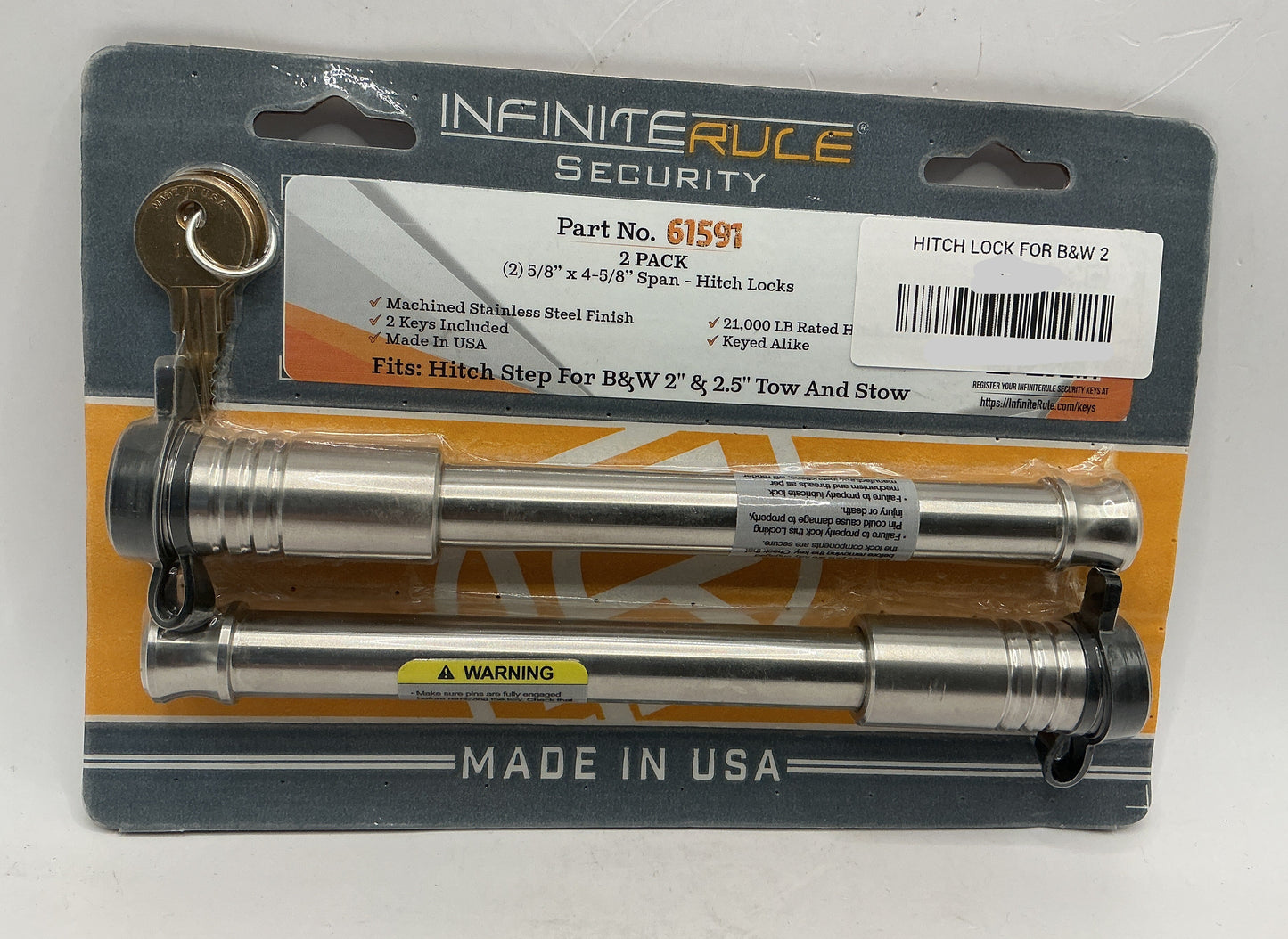 HITCH LOCK FOR B&W 2 IN/2.5 IN TOW AND STOW - FITS HITCH STEP ONLY