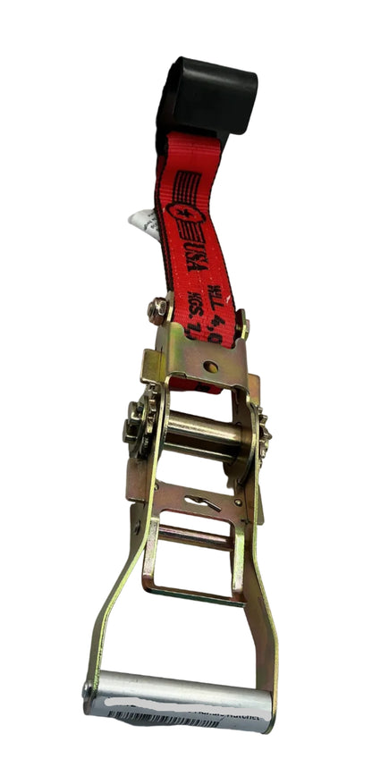 2"x 12" Short Wide Handle Ratchet strap (RED) w/Wire Hook