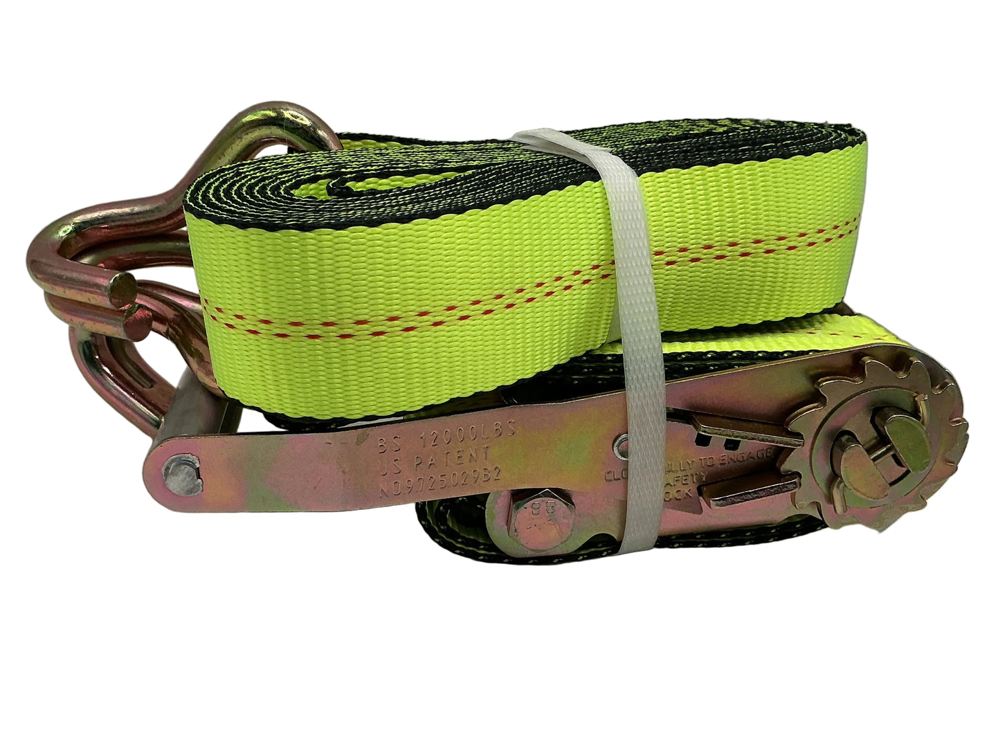 2" x 16' Spin Free Ratchet Strap Assy with Wire Hook (High Viz)