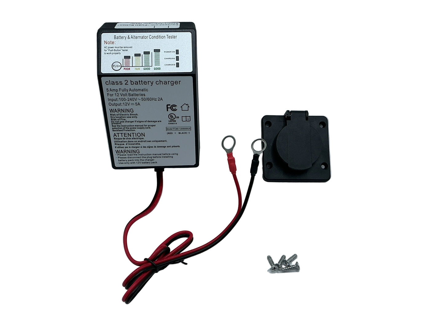 BRIGHTWAY 12V 5.0 AMP BATTERY CHARGER