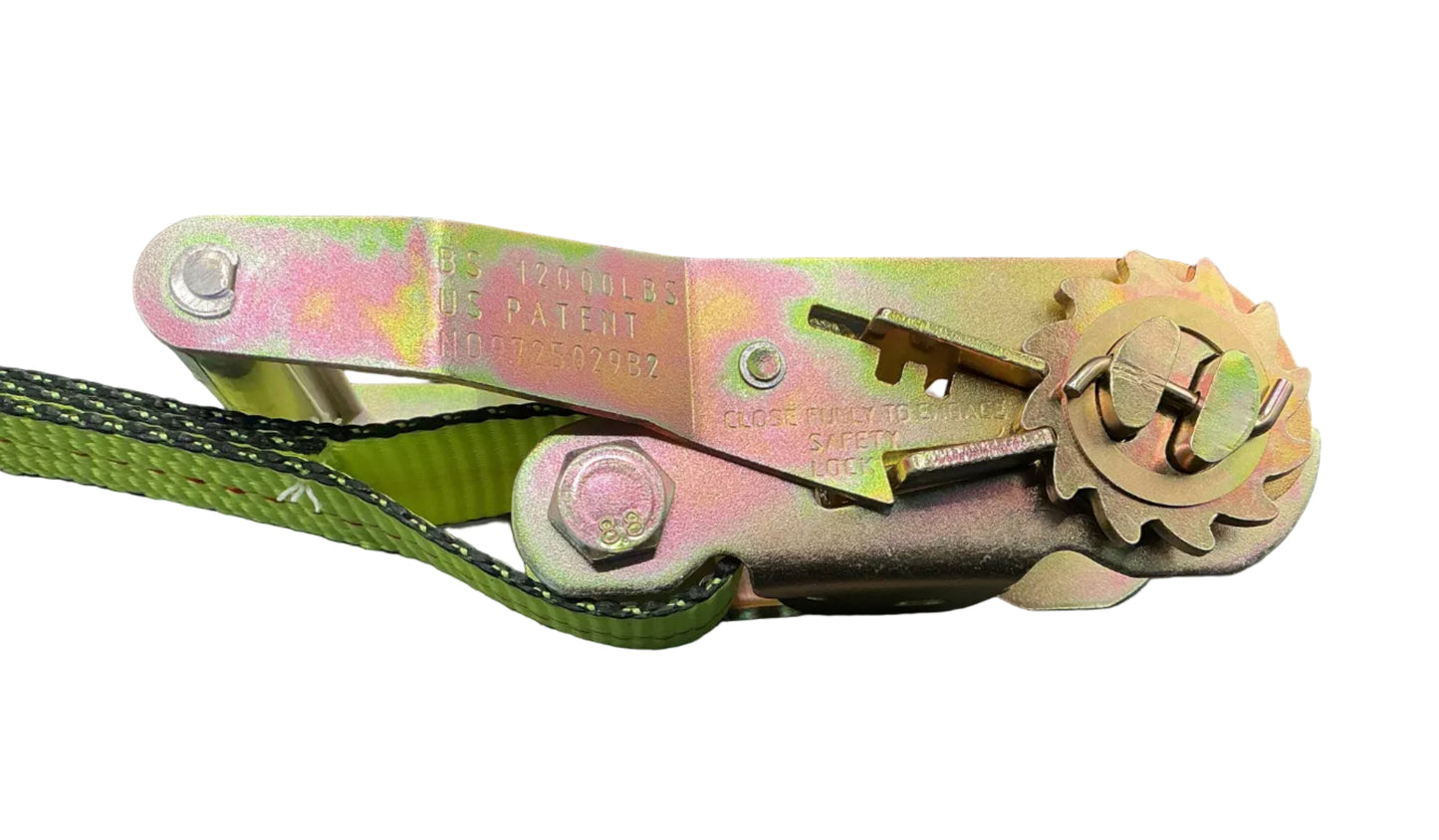 2"x12"Short Wide Handle Ratchet Fixed End w/Wire Hooks (High Viz)
