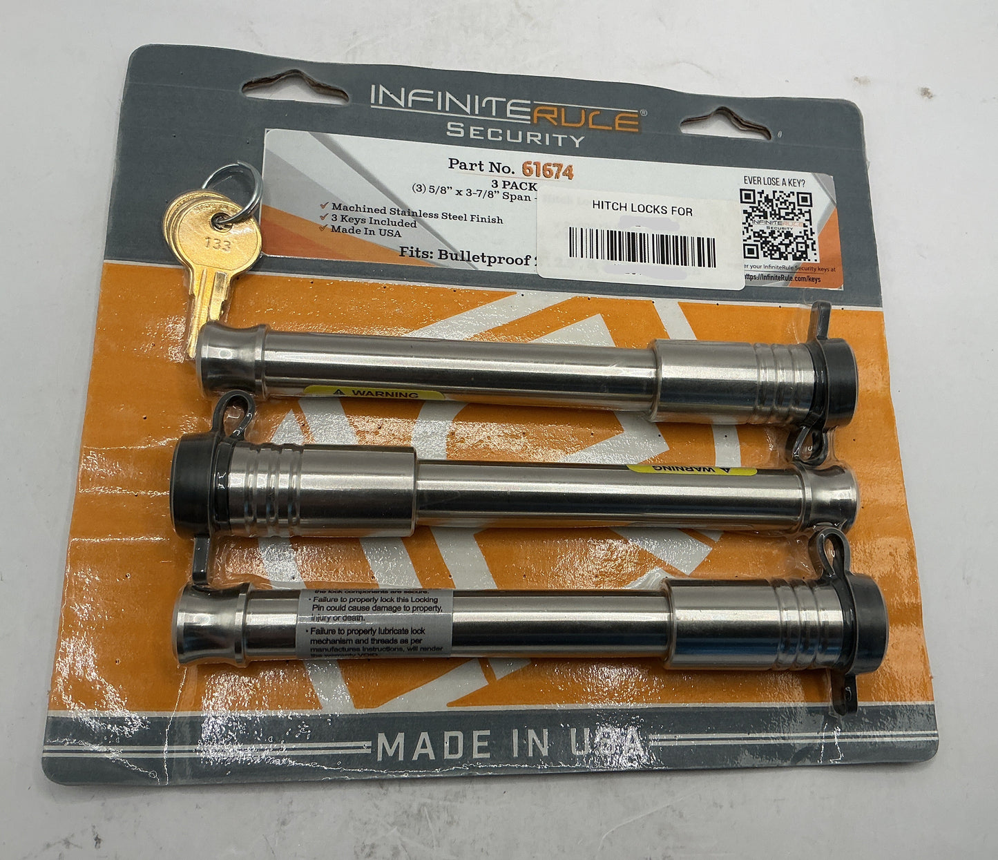 HITCH LOCKS FOR BLLETPROOF 2IN,2.5IN AND 3IN DROP HITCH-FITD ADJUSTABLE BALL MOUNT ONLY 3PK