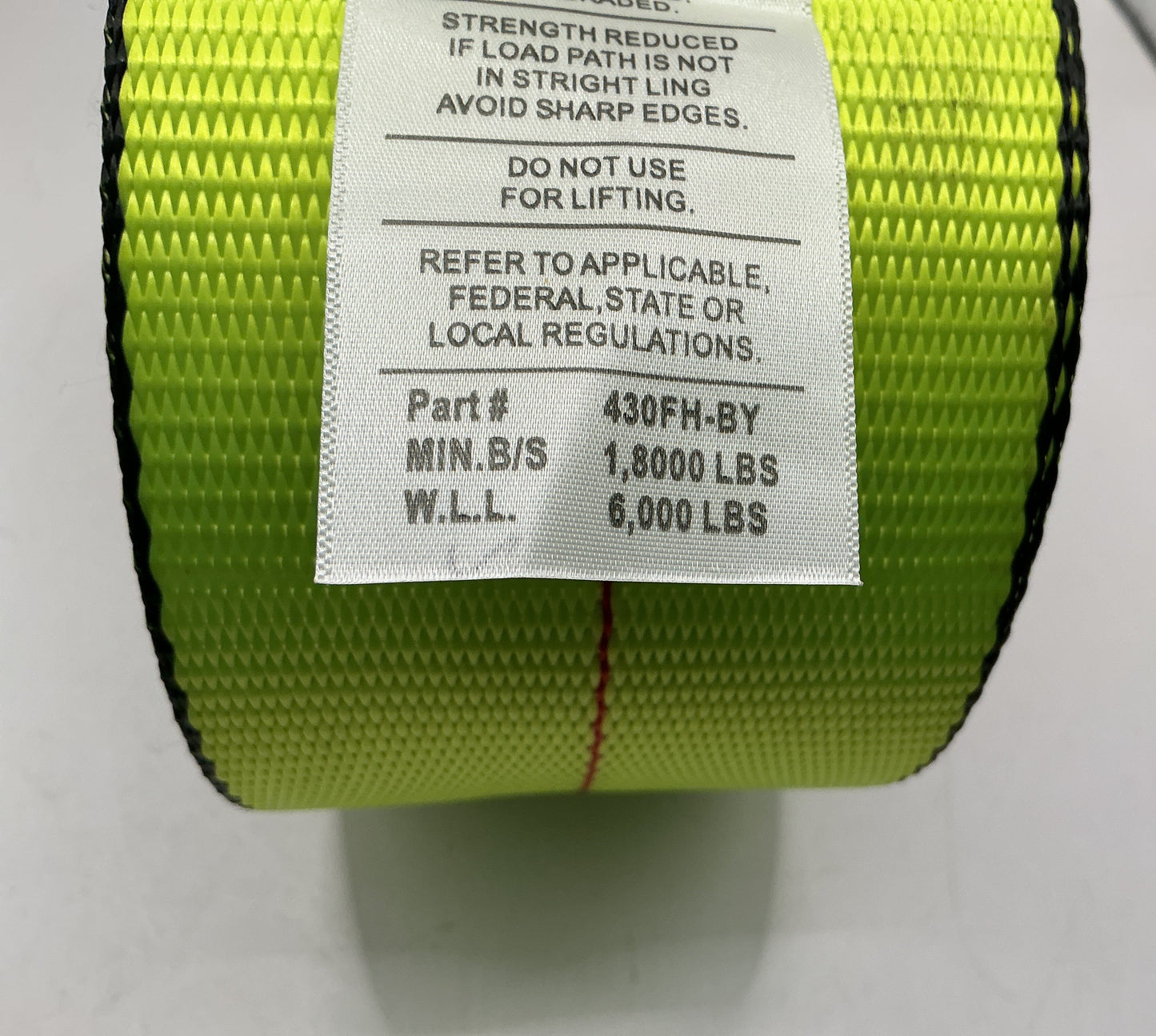 4"x30' WINCH STRAP WITH FLAT HOOK High Viz