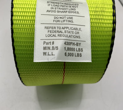 4"x30' WINCH STRAP WITH FLAT HOOK High Viz