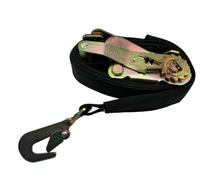 2" x 8' Spin Free  Auto Ratchet Tie Down (BLACK) w/Twisted Flat Hooks Combo