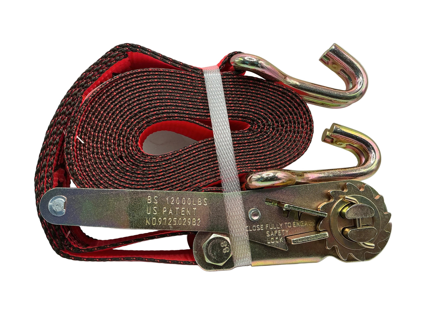 2" x 16' Spin Free Ratchet Strap Assy with Wire Hooks (Red)