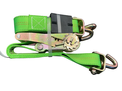 2"x10' SPIN FREE RATCHET STRAP SWIVEL WITH DOUBLE J WIRE, HOOKS AND RUBBER BLOCKIS